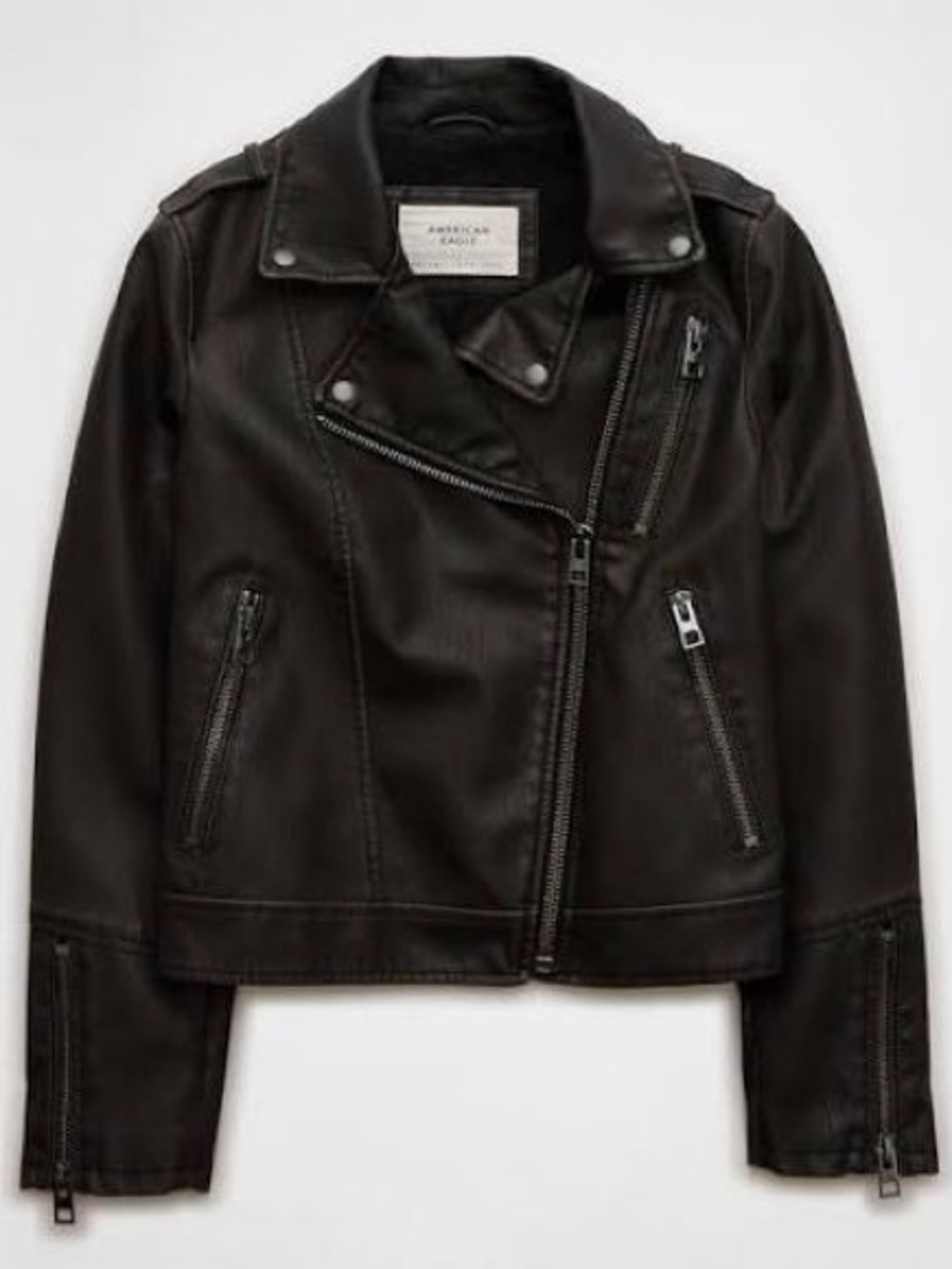 Classic Black Moto Jacket with Zip Accents